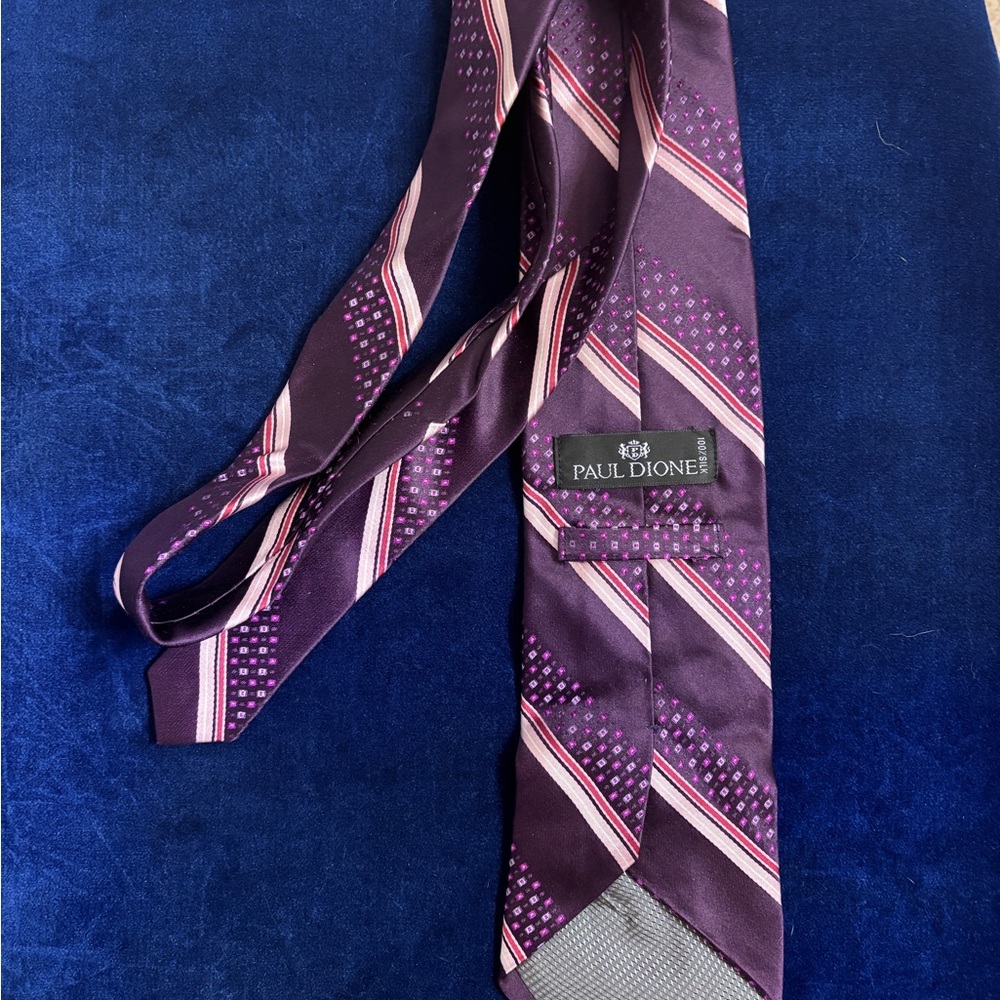 Classic 💯 % SILK Plum and Pink Striped Tie